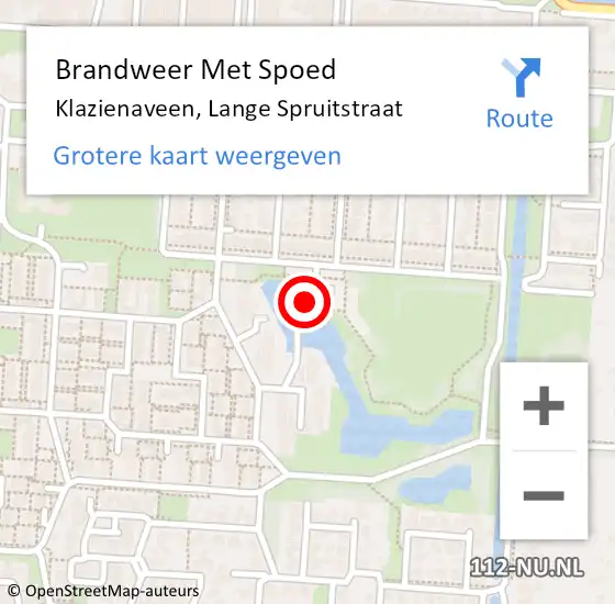 Locatie op kaart van de 112 melding: Brandweer Met Spoed Naar Klazienaveen, Lange Spruitstraat op 9 februari 2018 13:42