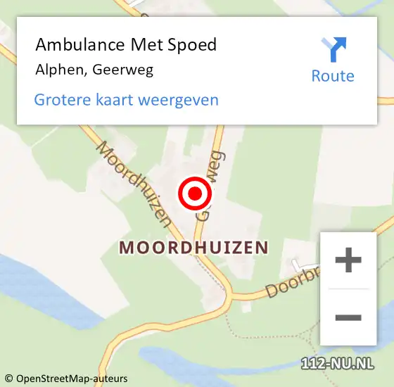 Locatie op kaart van de 112 melding: Ambulance Met Spoed Naar Alphen, Geerweg op 9 februari 2018 13:49