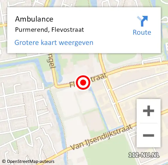 Locatie op kaart van de 112 melding: Ambulance Purmerend, Flevostraat op 9 februari 2018 14:03