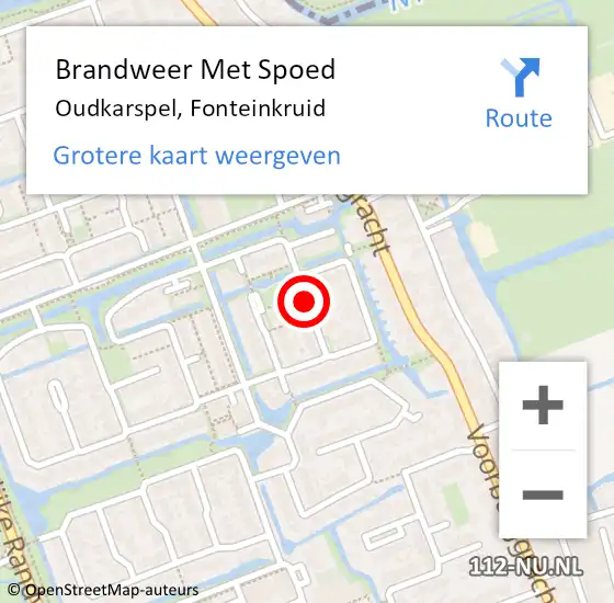 Locatie op kaart van de 112 melding: Brandweer Met Spoed Naar Oudkarspel, Fonteinkruid op 9 februari 2018 14:05