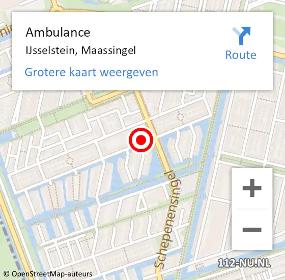 Locatie op kaart van de 112 melding: Ambulance IJsselstein, Maassingel op 9 februari 2018 15:11