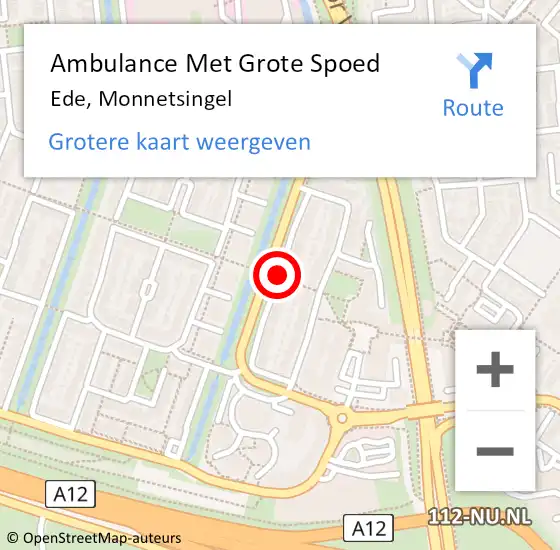 Locatie op kaart van de 112 melding: Ambulance Met Grote Spoed Naar Ede, Monnetsingel op 9 februari 2018 15:52