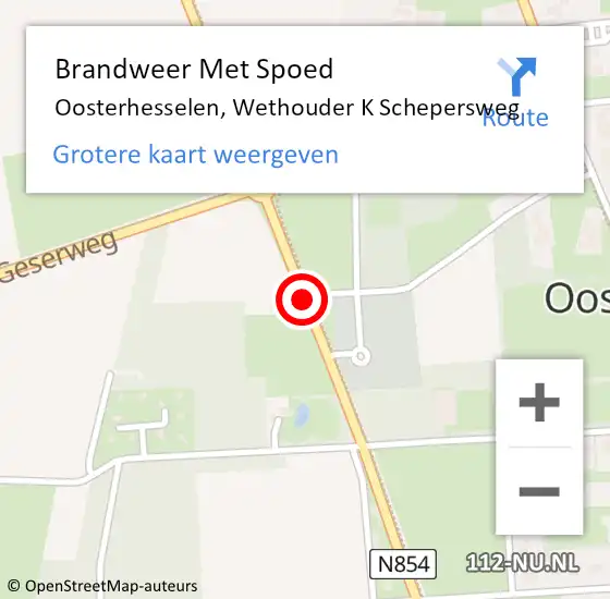 Locatie op kaart van de 112 melding: Brandweer Met Spoed Naar Oosterhesselen, Wethouder K Schepersweg op 9 februari 2018 15:56