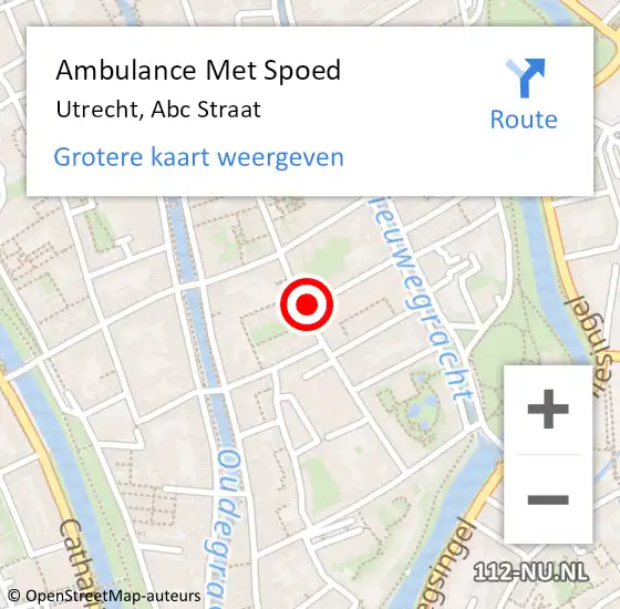 Locatie op kaart van de 112 melding: Ambulance Met Spoed Naar Utrecht, Abc Straat op 9 februari 2018 16:12
