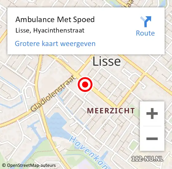 Locatie op kaart van de 112 melding: Ambulance Met Spoed Naar Lisse, Hyacinthenstraat op 9 februari 2018 16:14