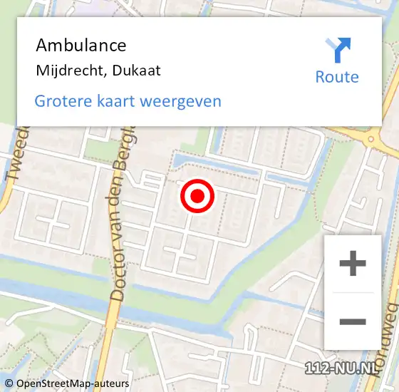 Locatie op kaart van de 112 melding: Ambulance Mijdrecht, Dukaat op 9 februari 2018 16:28