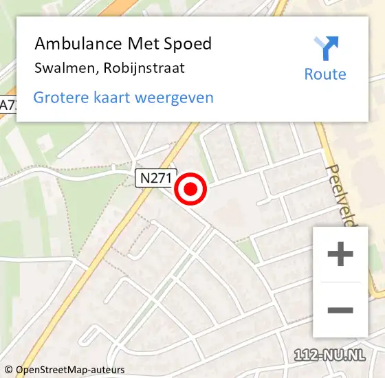 Locatie op kaart van de 112 melding: Ambulance Met Spoed Naar Swalmen, Robijnstraat op 9 februari 2018 16:56