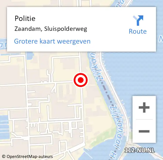 Locatie op kaart van de 112 melding: Politie Zaandam, Sluispolderweg op 9 februari 2018 17:04