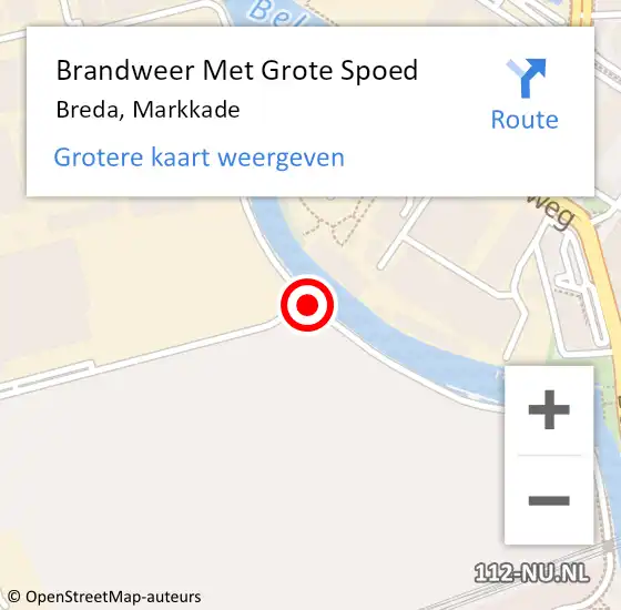 Locatie op kaart van de 112 melding: Brandweer Met Grote Spoed Naar Breda, Markkade op 9 februari 2018 17:11