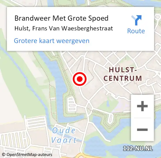 Locatie op kaart van de 112 melding: Brandweer Met Grote Spoed Naar Hulst, Frans Van Waesberghestraat op 9 februari 2018 17:18