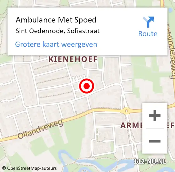 Locatie op kaart van de 112 melding: Ambulance Met Spoed Naar Sint Oedenrode, Sofiastraat op 9 februari 2018 17:27