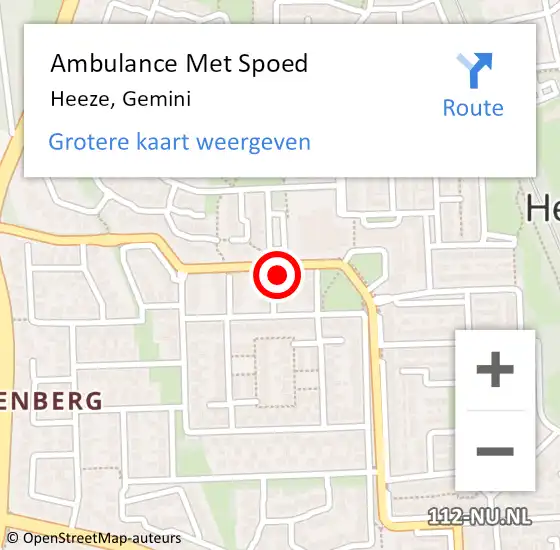 Locatie op kaart van de 112 melding: Ambulance Met Spoed Naar Heeze, Gemini op 9 februari 2018 18:05