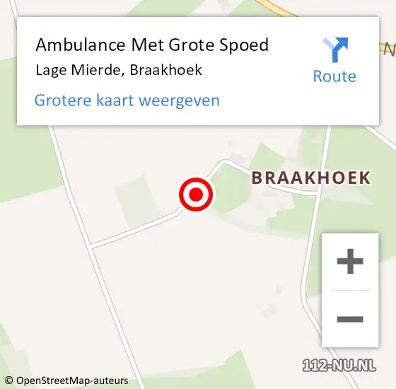 Locatie op kaart van de 112 melding: Ambulance Met Grote Spoed Naar Lage Mierde, Braakhoek op 9 februari 2018 18:38