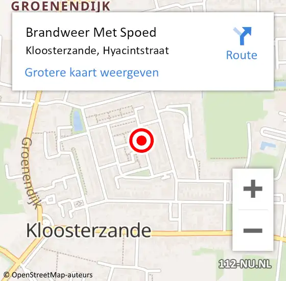 Locatie op kaart van de 112 melding: Brandweer Met Spoed Naar Kloosterzande, Hyacintstraat op 9 februari 2018 18:43