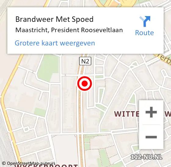 Locatie op kaart van de 112 melding: Brandweer Met Spoed Naar Maastricht, President Rooseveltlaan op 9 februari 2018 18:44