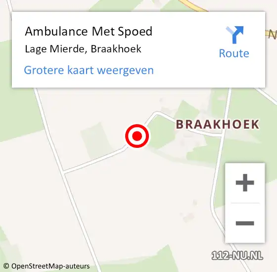 Locatie op kaart van de 112 melding: Ambulance Met Spoed Naar Lage Mierde, Braakhoek op 9 februari 2018 18:47