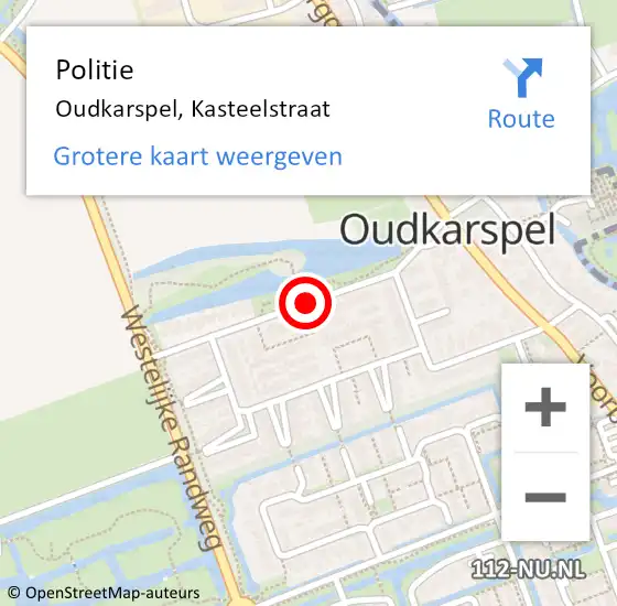 Locatie op kaart van de 112 melding: Politie Oudkarspel, Kasteelstraat op 9 februari 2018 19:13