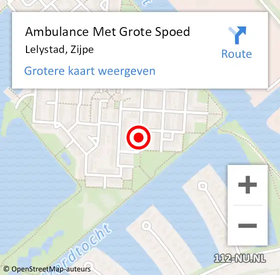 Locatie op kaart van de 112 melding: Ambulance Met Grote Spoed Naar Lelystad, Zijpe op 9 februari 2018 20:10