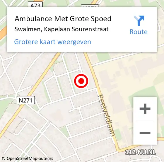 Locatie op kaart van de 112 melding: Ambulance Met Grote Spoed Naar Swalmen, Kapelaan Sourenstraat op 9 februari 2018 20:17