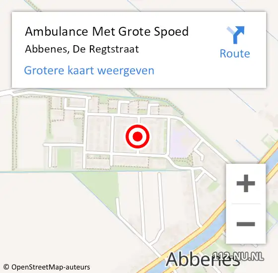 Locatie op kaart van de 112 melding: Ambulance Met Grote Spoed Naar Abbenes, De Regtstraat op 9 februari 2018 20:28