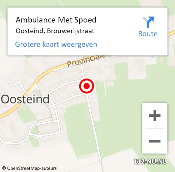 Locatie op kaart van de 112 melding: Ambulance Met Spoed Naar Oosteind, Brouwerijstraat op 9 februari 2018 20:38