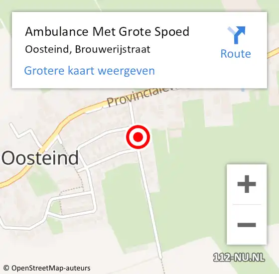 Locatie op kaart van de 112 melding: Ambulance Met Grote Spoed Naar Oosteind, Brouwerijstraat op 9 februari 2018 20:41