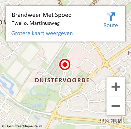 Locatie op kaart van de 112 melding: Brandweer Met Spoed Naar Twello, Martinusweg op 9 februari 2018 21:27