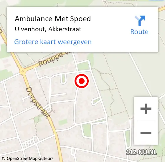 Locatie op kaart van de 112 melding: Ambulance Met Spoed Naar Ulvenhout, Akkerstraat op 9 februari 2018 21:34