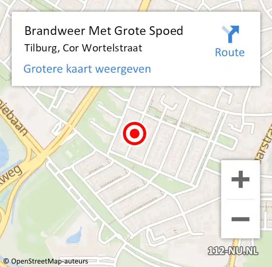 Locatie op kaart van de 112 melding: Brandweer Met Grote Spoed Naar Tilburg, Cor Wortelstraat op 9 februari 2018 22:46