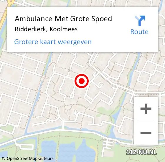 Locatie op kaart van de 112 melding: Ambulance Met Grote Spoed Naar Ridderkerk, Koolmees op 9 februari 2018 23:15