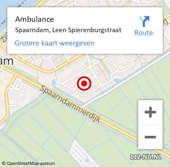 Locatie op kaart van de 112 melding: Ambulance Spaarndam, Leen Spierenburgstraat op 9 februari 2018 23:25