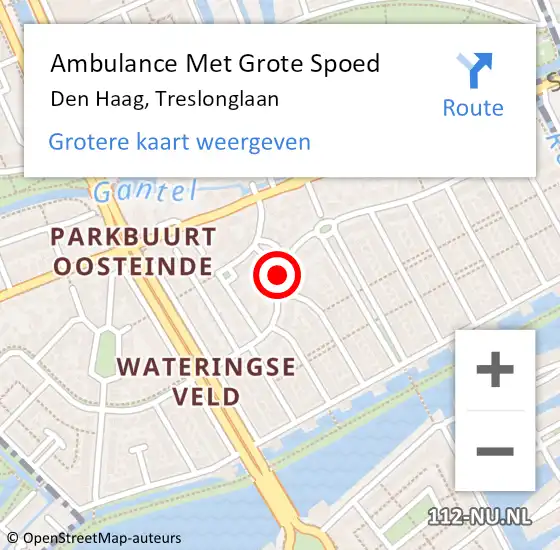 Locatie op kaart van de 112 melding: Ambulance Met Grote Spoed Naar Den Haag, Treslonglaan op 9 februari 2018 23:30