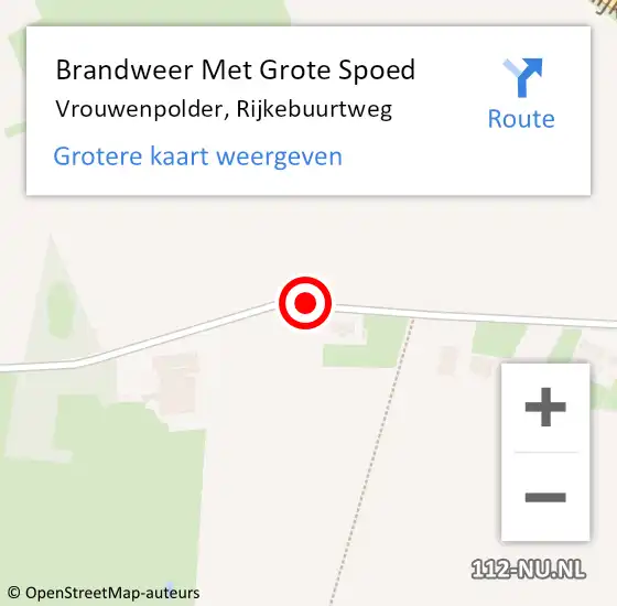 Locatie op kaart van de 112 melding: Brandweer Met Grote Spoed Naar Vrouwenpolder, Rijkebuurtweg op 9 februari 2018 23:31