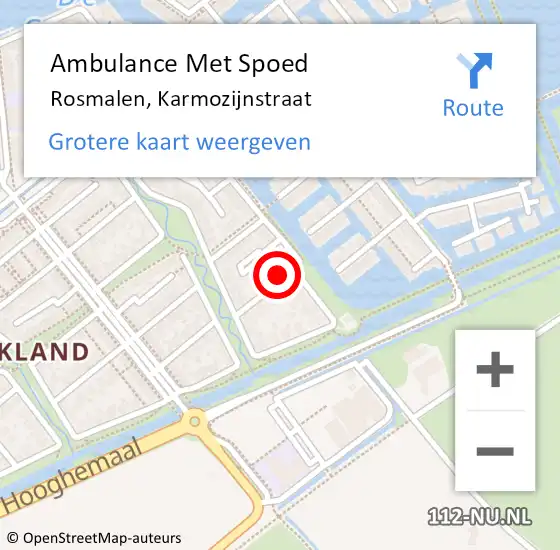Locatie op kaart van de 112 melding: Ambulance Met Spoed Naar Rosmalen, Karmozijnstraat op 9 februari 2018 23:31