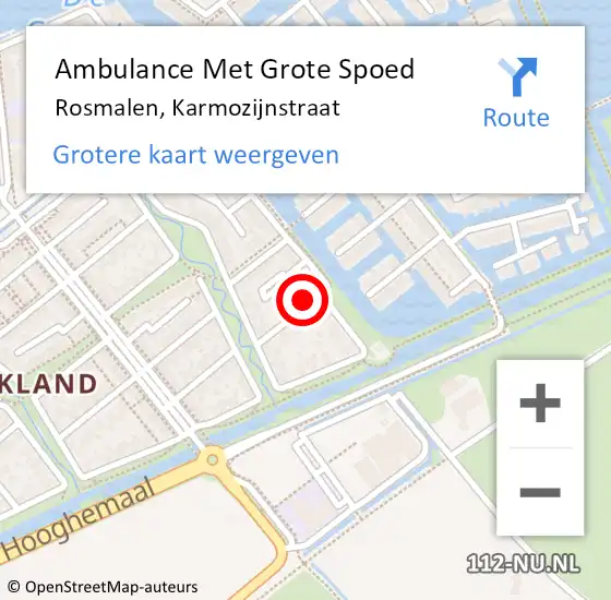 Locatie op kaart van de 112 melding: Ambulance Met Grote Spoed Naar Rosmalen, Karmozijnstraat op 9 februari 2018 23:33