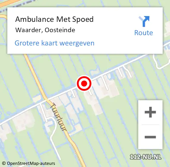 Locatie op kaart van de 112 melding: Ambulance Met Spoed Naar Waarder, Oosteinde op 10 februari 2018 00:08