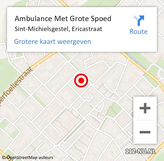 Locatie op kaart van de 112 melding: Ambulance Met Grote Spoed Naar Sint-Michielsgestel, Ericastraat op 10 februari 2018 01:16