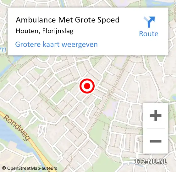 Locatie op kaart van de 112 melding: Ambulance Met Grote Spoed Naar Houten, Florijnslag op 10 februari 2018 01:19