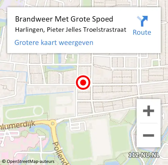 Locatie op kaart van de 112 melding: Brandweer Met Grote Spoed Naar Harlingen, Pieter Jelles Troelstrastraat op 10 februari 2018 01:23