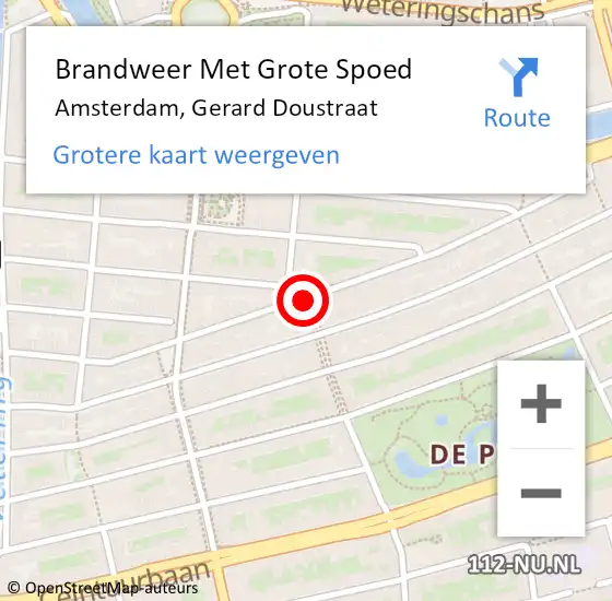 Locatie op kaart van de 112 melding: Brandweer Met Grote Spoed Naar Amsterdam, Gerard Doustraat op 10 februari 2018 01:29