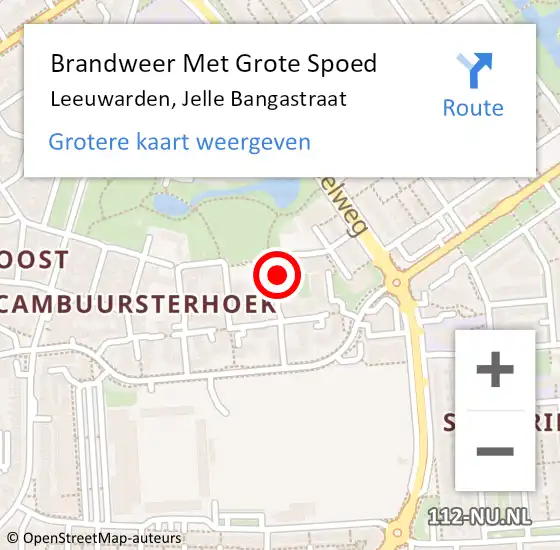 Locatie op kaart van de 112 melding: Brandweer Met Grote Spoed Naar Leeuwarden, Jelle Bangastraat op 10 februari 2018 03:06