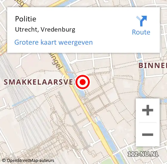 Locatie op kaart van de 112 melding: Politie Utrecht, Vredenburg op 10 februari 2018 04:00