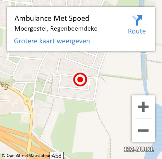 Locatie op kaart van de 112 melding: Ambulance Met Spoed Naar Moergestel, Regenbeemdeke op 10 februari 2018 04:15