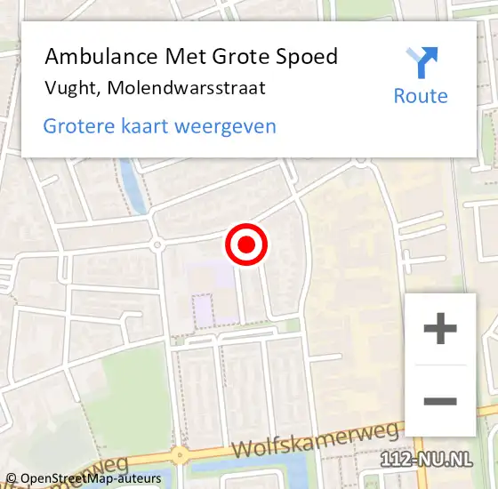 Locatie op kaart van de 112 melding: Ambulance Met Grote Spoed Naar Vught, Molendwarsstraat op 10 februari 2018 04:22