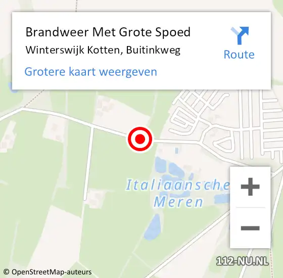 Locatie op kaart van de 112 melding: Brandweer Met Grote Spoed Naar Winterswijk Kotten, Buitinkweg op 10 februari 2018 05:03