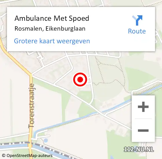 Locatie op kaart van de 112 melding: Ambulance Met Spoed Naar Rosmalen, Eikenburglaan op 10 februari 2018 05:28