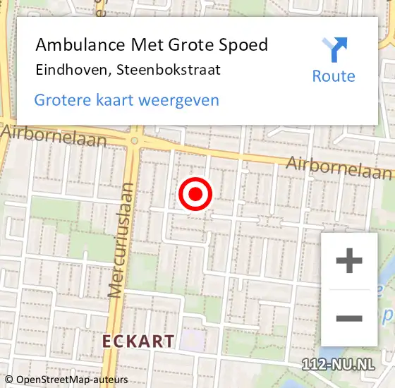 Locatie op kaart van de 112 melding: Ambulance Met Grote Spoed Naar Eindhoven, Steenbokstraat op 10 februari 2018 05:47