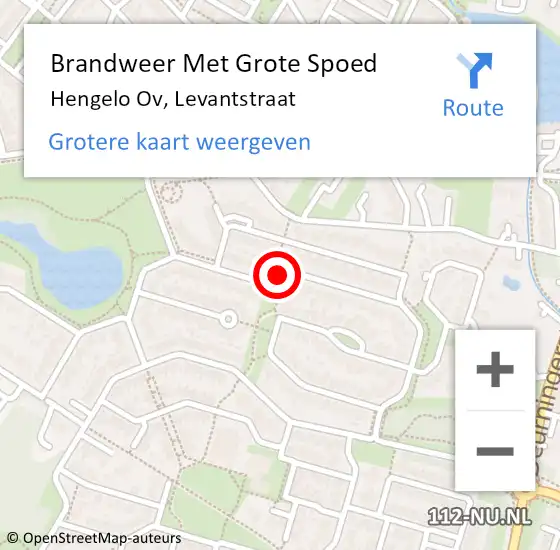 Locatie op kaart van de 112 melding: Brandweer Met Grote Spoed Naar Hengelo Ov, Levantstraat op 10 februari 2018 06:00