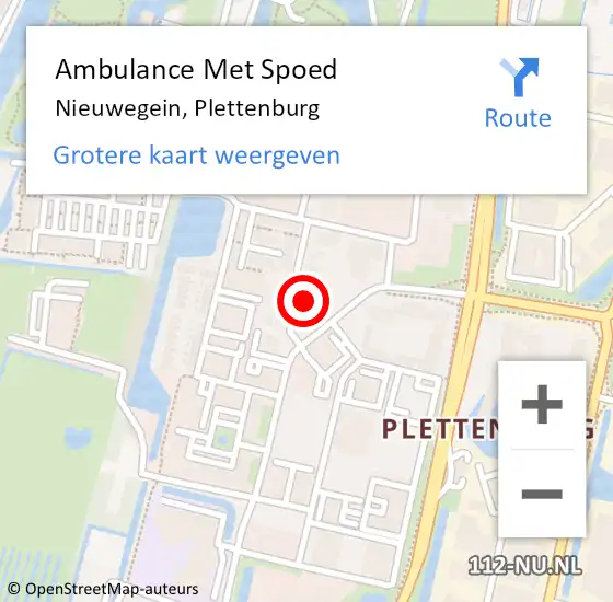 Locatie op kaart van de 112 melding: Ambulance Met Spoed Naar Nieuwegein, Plettenburg op 10 februari 2018 07:32