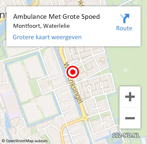 Locatie op kaart van de 112 melding: Ambulance Met Grote Spoed Naar Montfoort, Waterlelie op 10 februari 2018 07:52